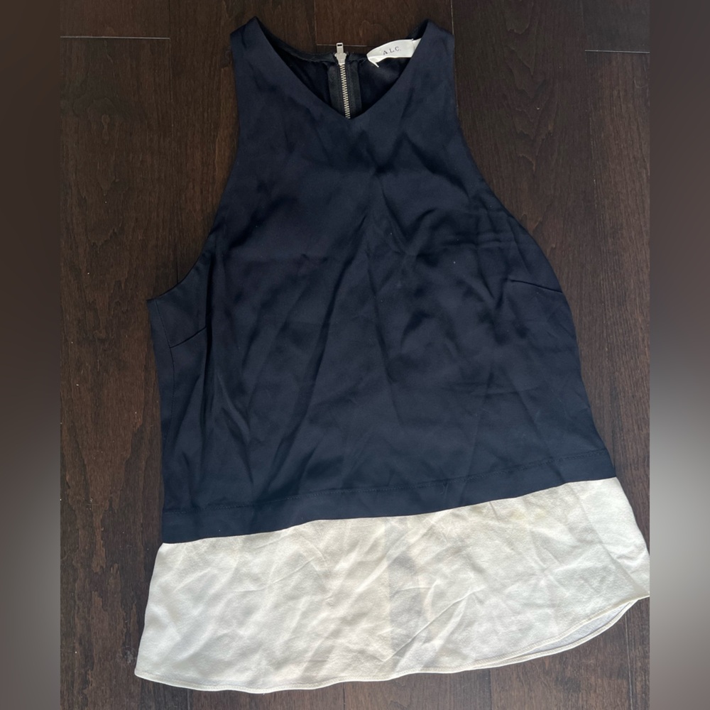 A.L.C. Navy and White Sleeveless Top